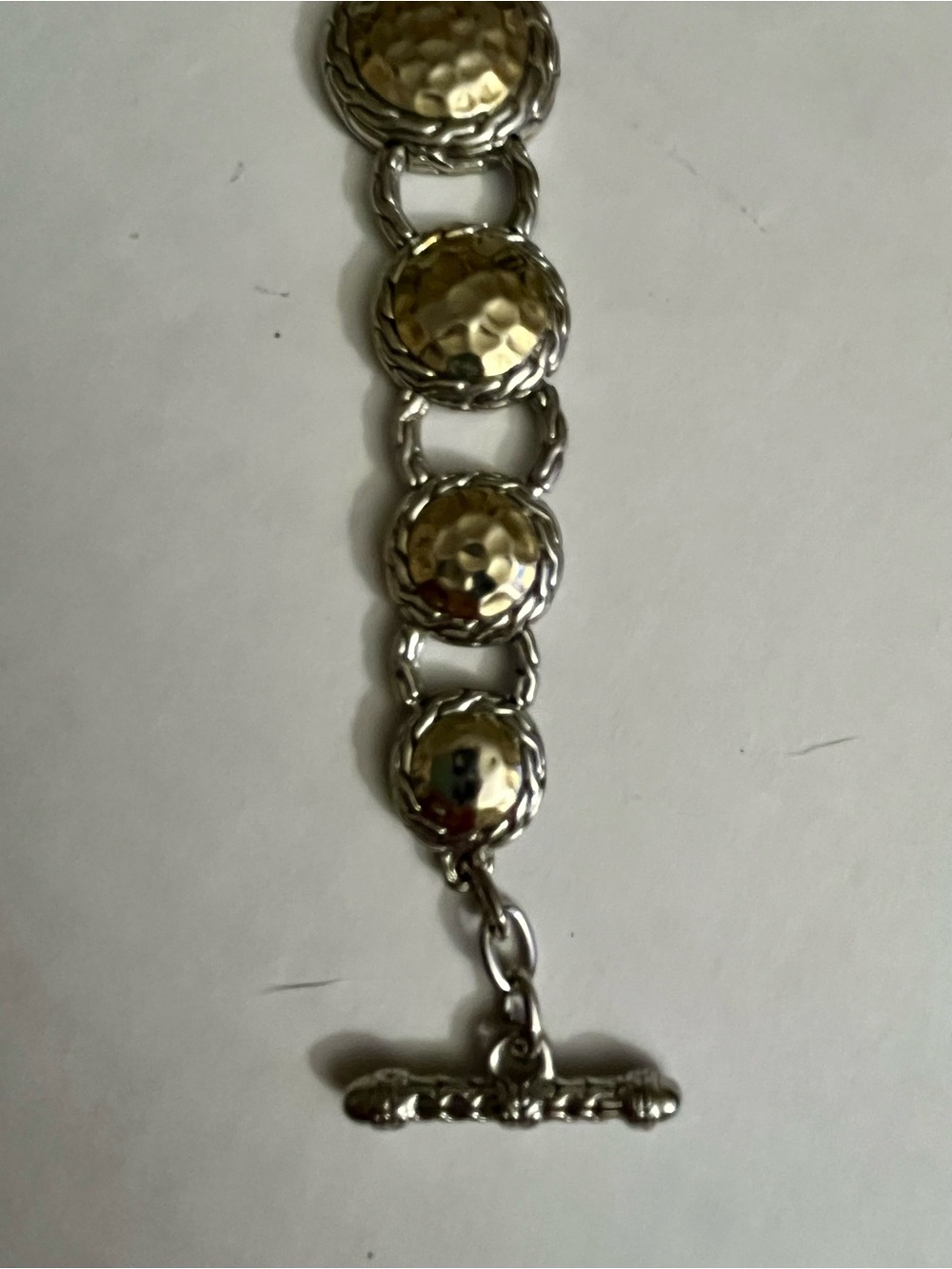 Silver-Tone Hammered Disc Link Bracelet - Unbranded - Picture 2 of 5